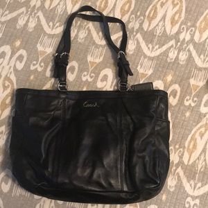 Black leather Coach purse.